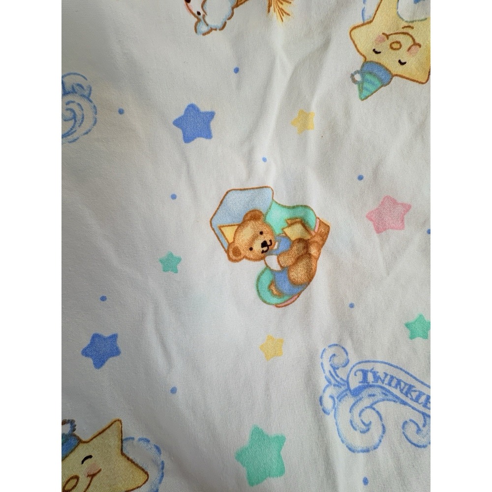 Twinkle Twinkle Rub A Dub Teddy Bear Stars Sheep Vintage Crib Sheet Light‎ Blue